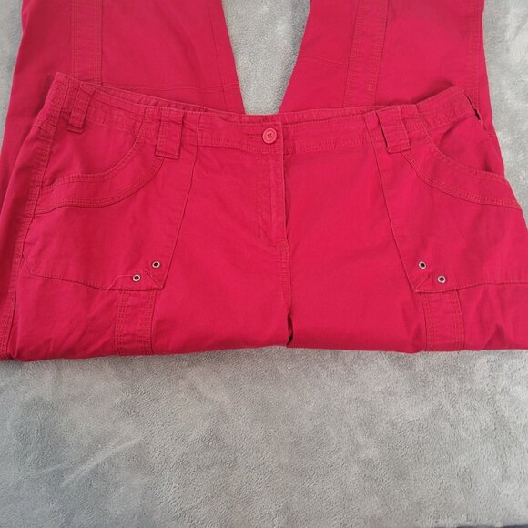 Style Co Womens Pants 18W Plus Capri Cargo Red Zip Fly Tied Hems RED43E - Picture 3 of 9